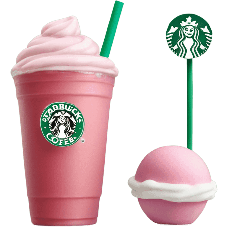 pink iced tea Starbucks drink next to a Starbucks cake pop emoji