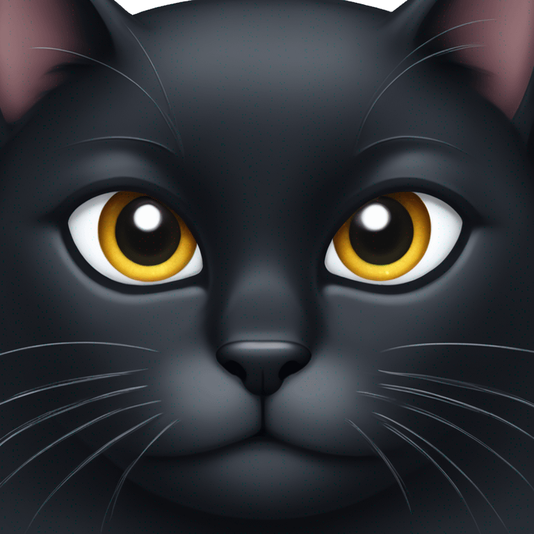 A black cat's muzzle with plaintive eyes and a sparkle in his eyes emoji