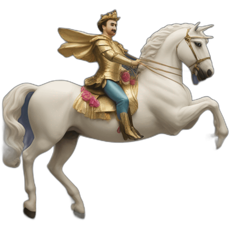 Hyperrealist Francisco franco ride a unicorn lgtbi emoji