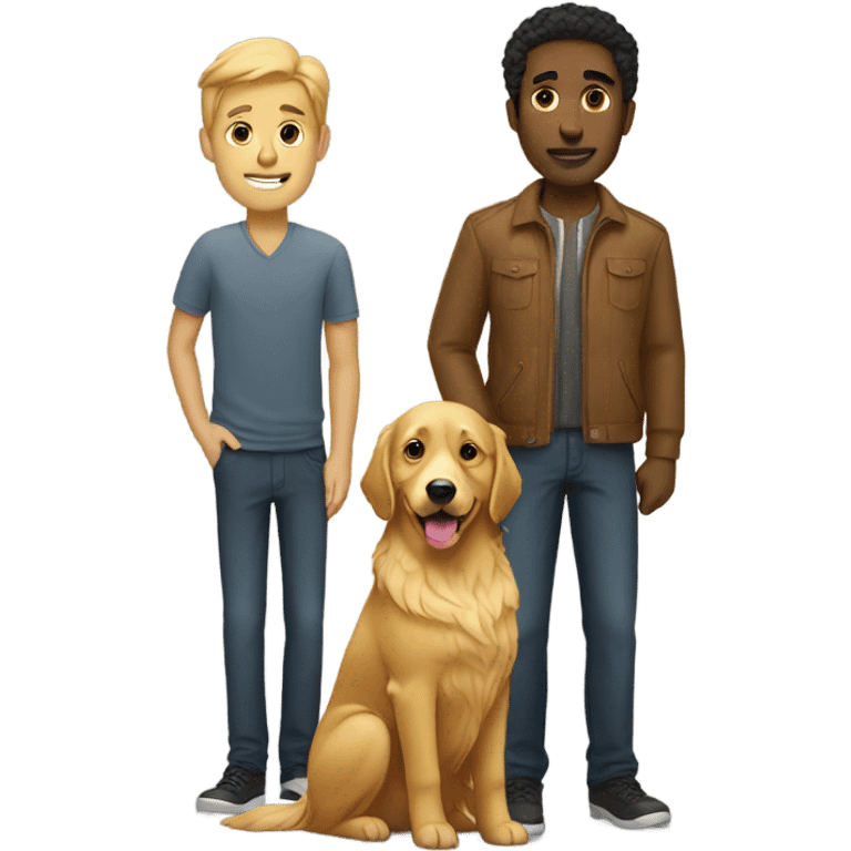 Two man with golden retriever emoji