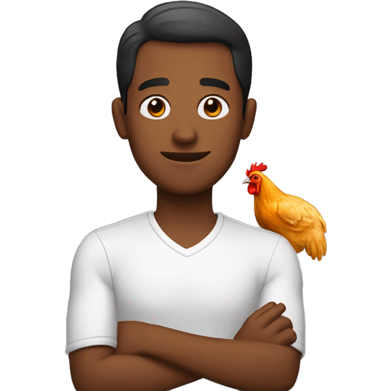 Brown skin man borrowing chicken  emoji