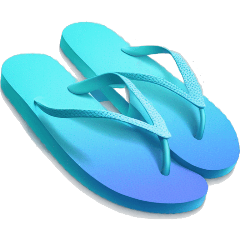 Realistic light blue gradient pair of summer flip flops isolated. emoji