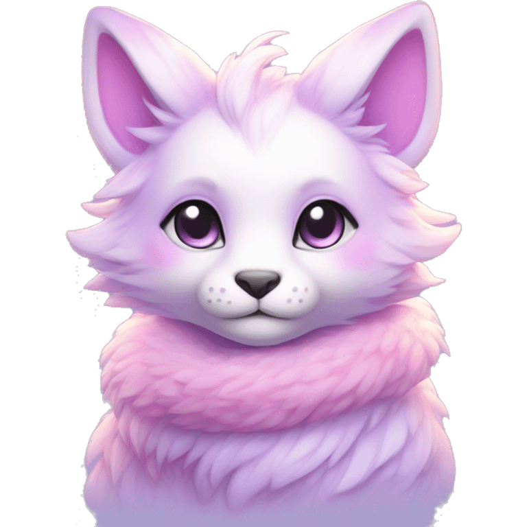 Kawaii cute colorful bright light pastel lilac-pink-white-gradient fantasy ethereal anthro fursona animal creature emoji