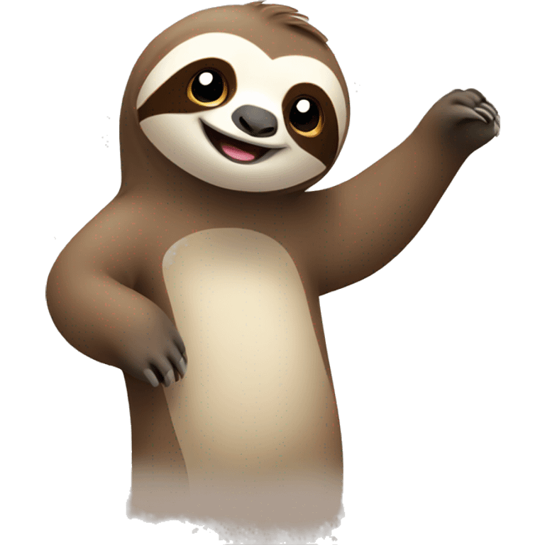 A cute sloth waving emoji