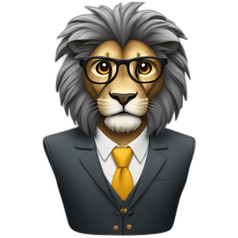 Lion crinière noire lunettes  emoji