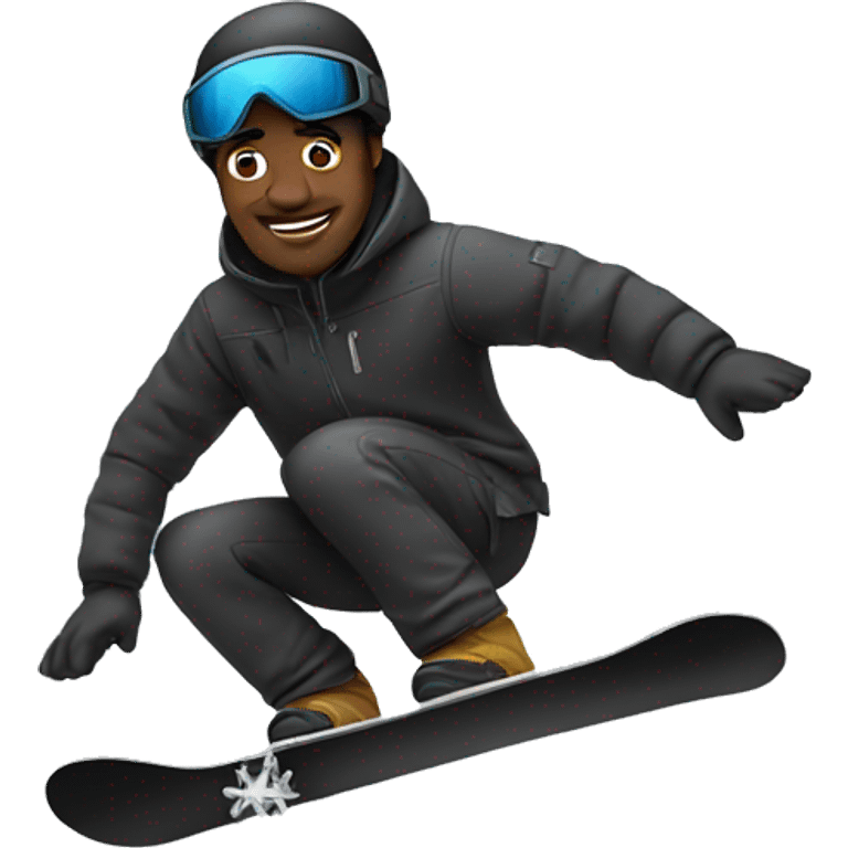 Black man snowboarding  emoji