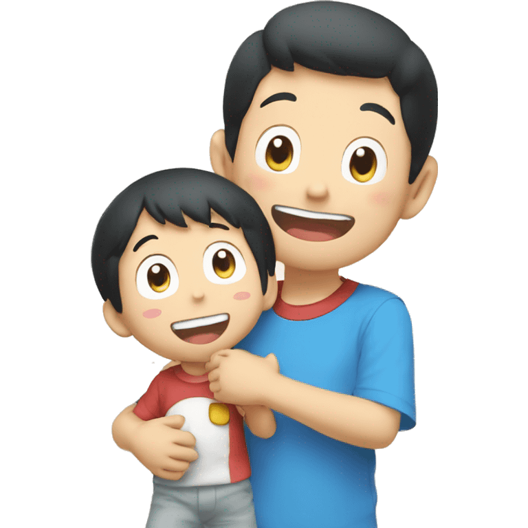 nobita smiling with doremon emoji