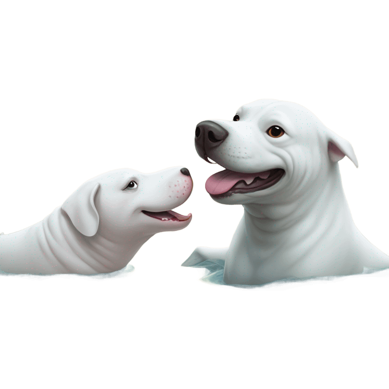 Beluga whale with a white pitbull emoji