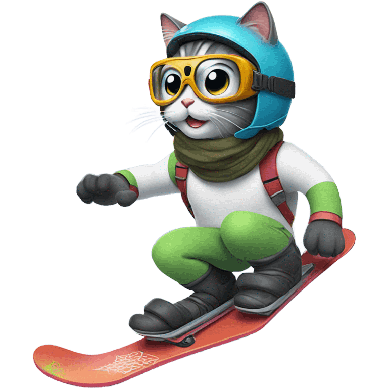 cat snowboarding emoji