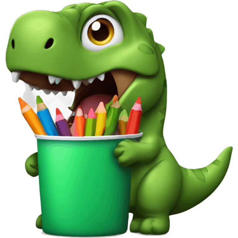 Dinosaur eating crayons emoji