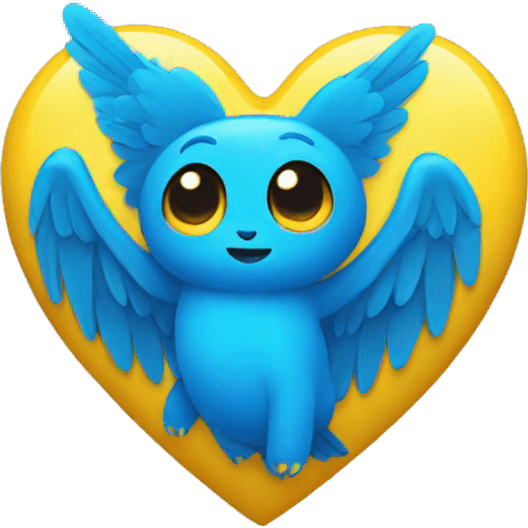 yellow heart with blue wings emoji