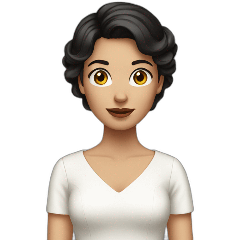 Woman short way short dark hair white dress emoji