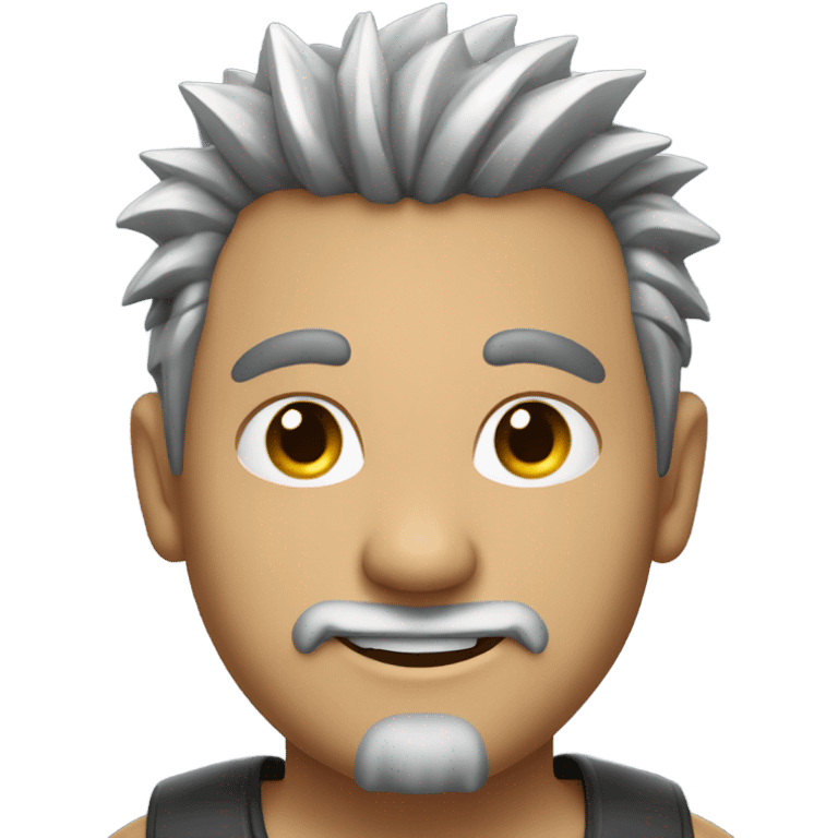 smiling man with spikey dark hair and a silver goatee emoji