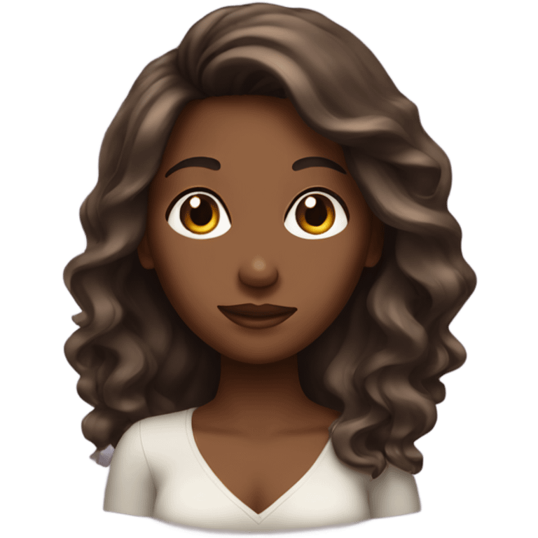 Brown skin girl with long blow out hair emoji