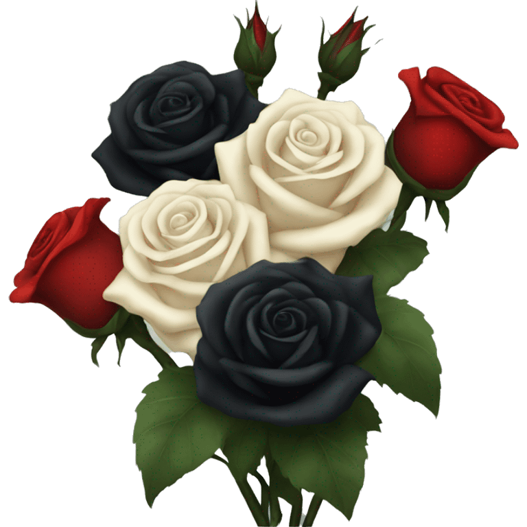 Gothic Black roses and red roses in a bouquet  emoji