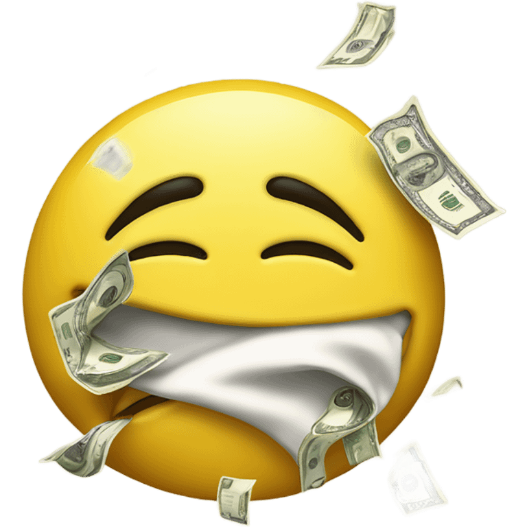 ￼￼yellow smile face that is sneezing coughing money emoji