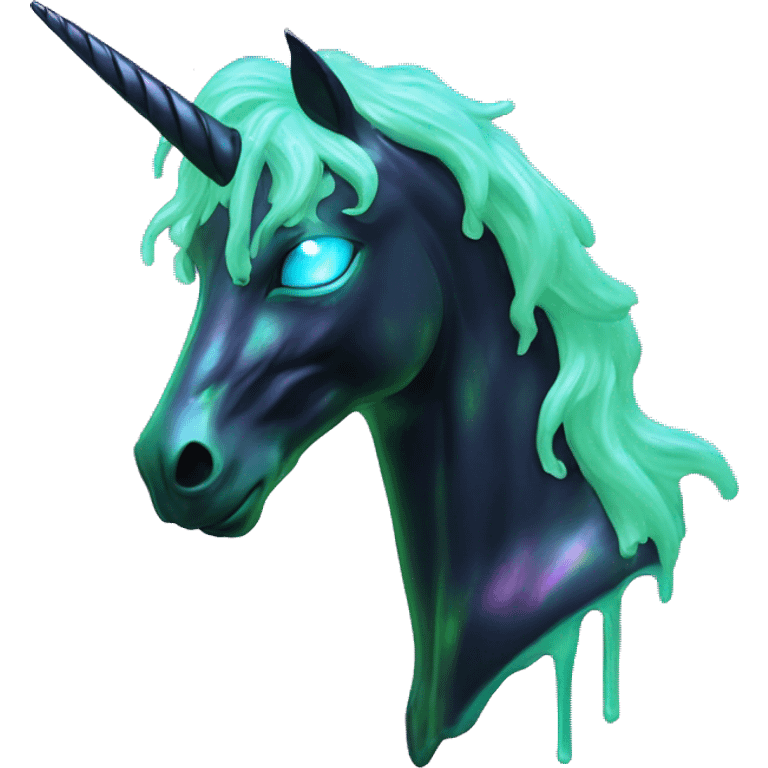 .Zombie_ Vaporwave black holographic oilslick zombie unicorn  emoji