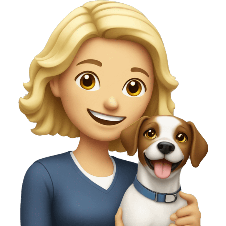 smiling lady with dog emoji