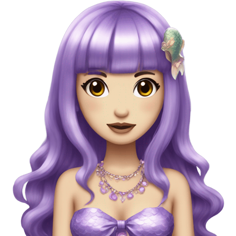 mermaid hime gyaru girl, dark purple hair emoji