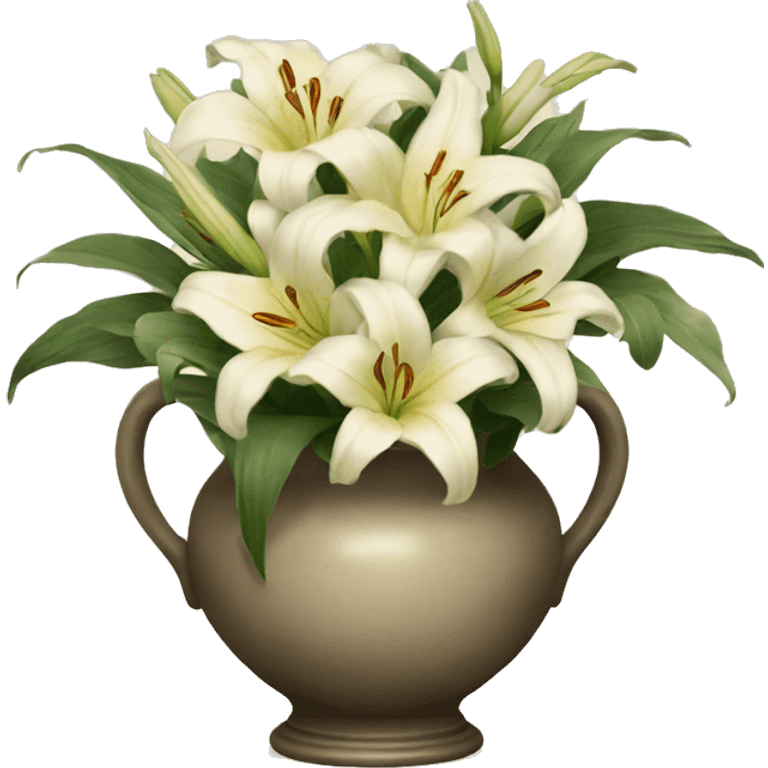 Vintage vase filled with lilies emoji