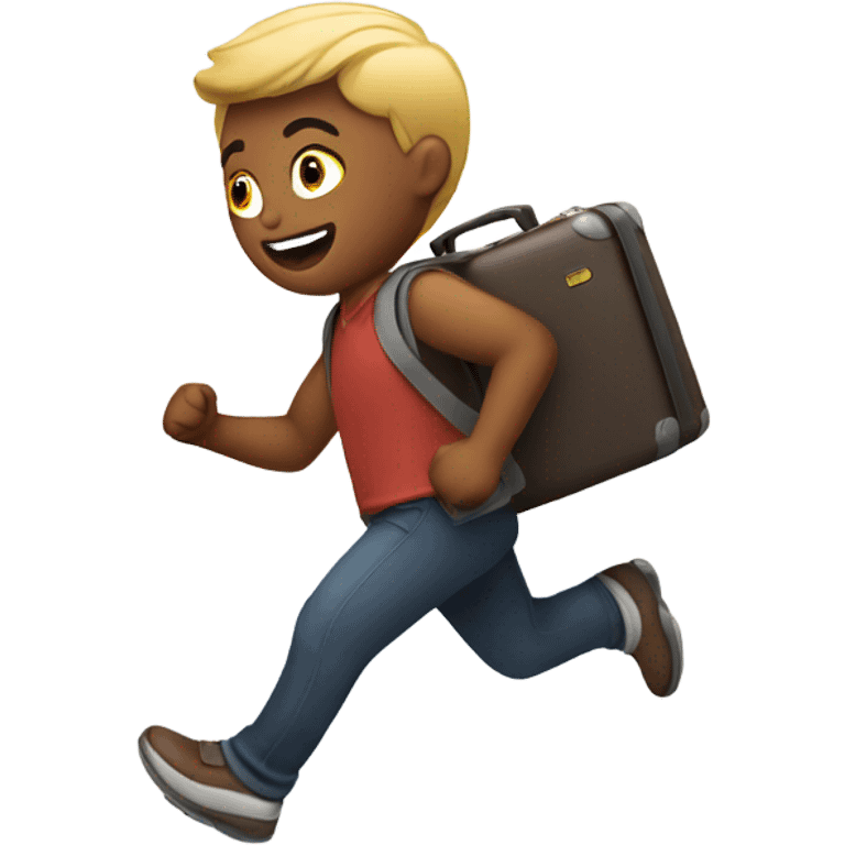 Me running with a suitcase emoji