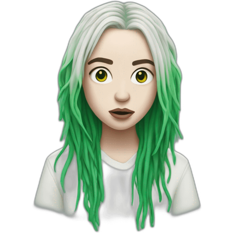 Billie Eilish with green roots like in 2019 emoji