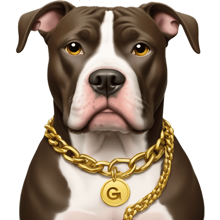 A dog pitbull and wearing big gold chain on that says G emoji