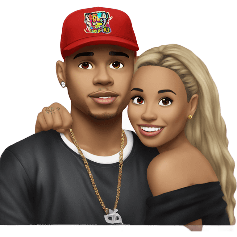 Hyper Realistic Chris Brown  Karruche Tran romantic photo  emoji