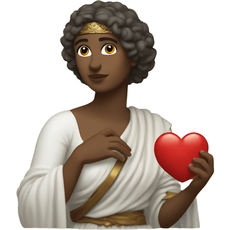 Greek Sappho holds a heart in her hand emoji