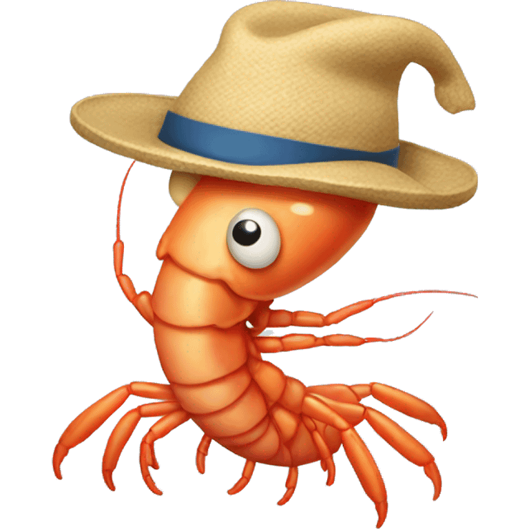 Shrimp with a hat emoji