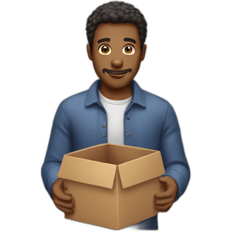 Man with box into the hands emoji