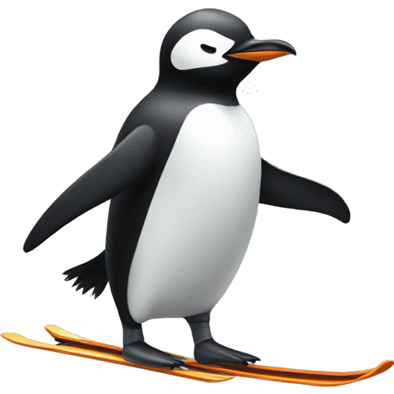 Cute extremely simple penguin skiing  emoji