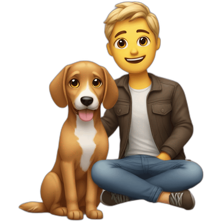 Couple amoureux avec chien  emoji