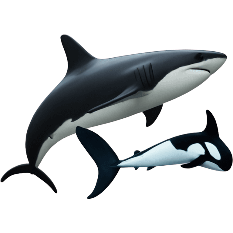 Thresher Shark and an orca kissing  emoji