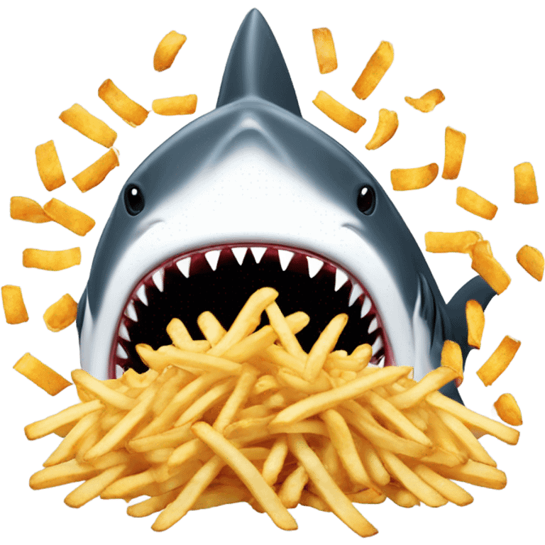 Shark eating 10000 French fries emoji