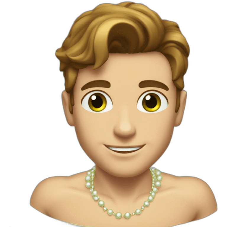 Posh-muscle-boy-brown-hair-green-eyes-pearl-necklace-in-golden-bathtub-legs emoji