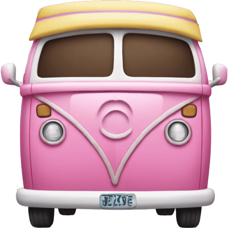 Pink van with a surf board emoji