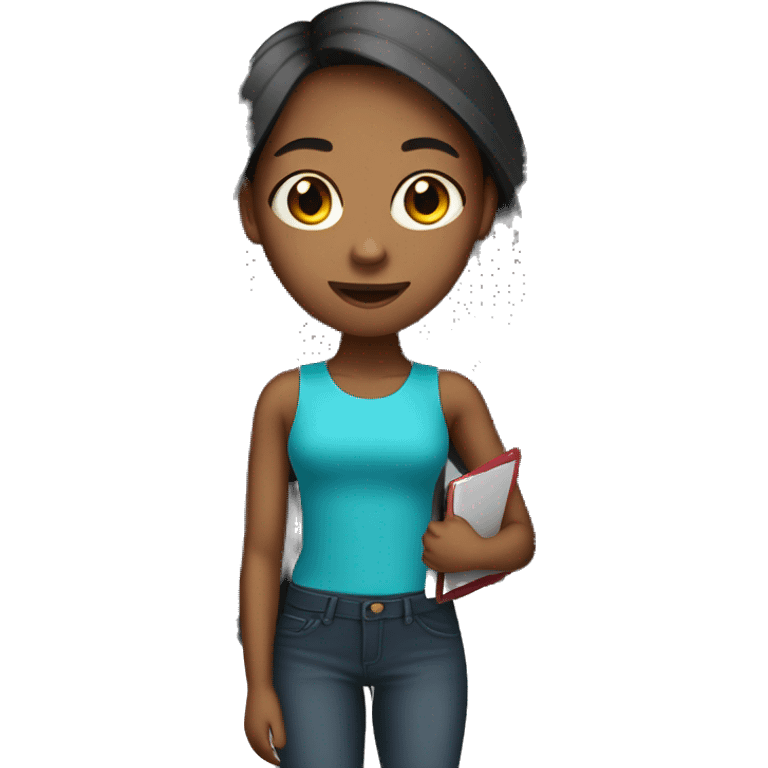 black teenage female with straight hair with a clipboard emoji