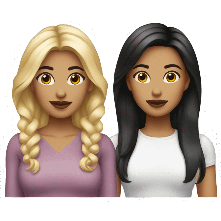 two-women-with-black-and-blond-midi lenght hair full mody emoji