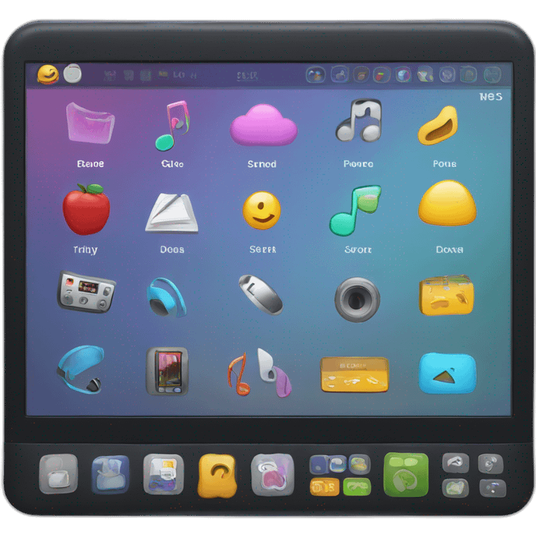 Touchscreen with music apps and graphics emoji