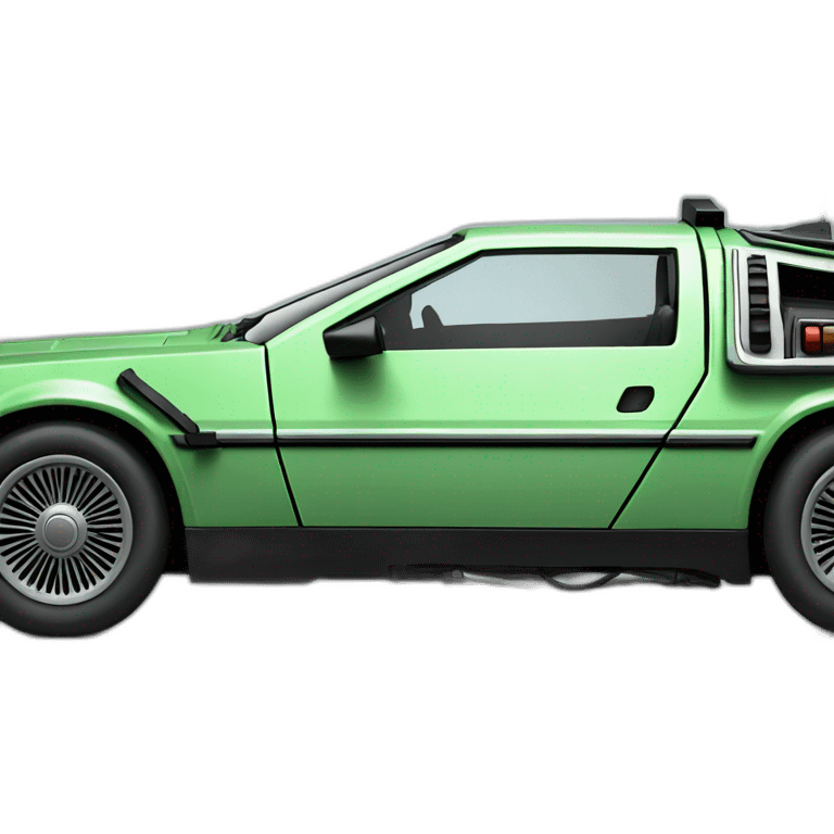 a green DeLorean side view emoji