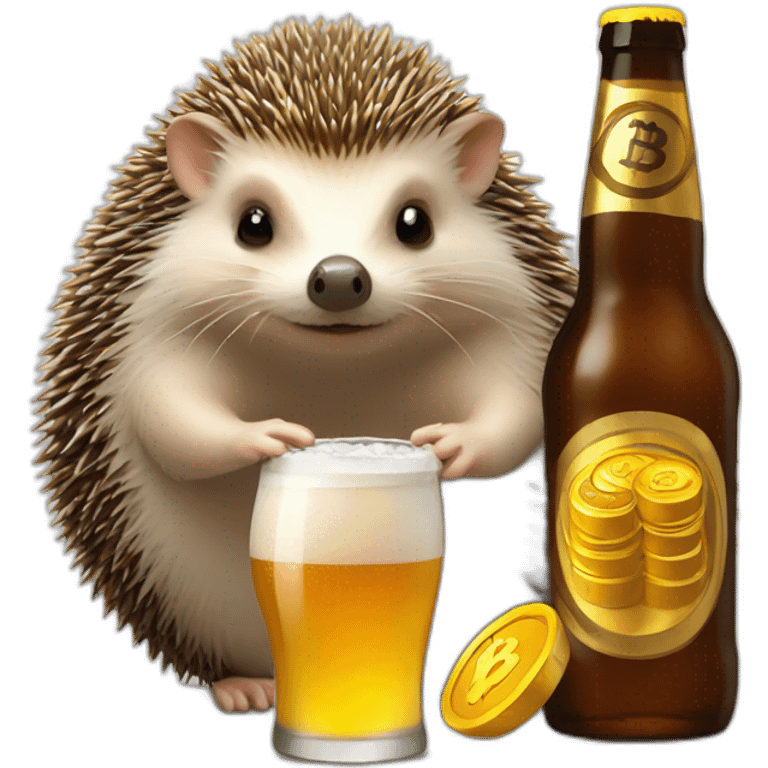 hedgehog drink beer pay bitcoin emoji