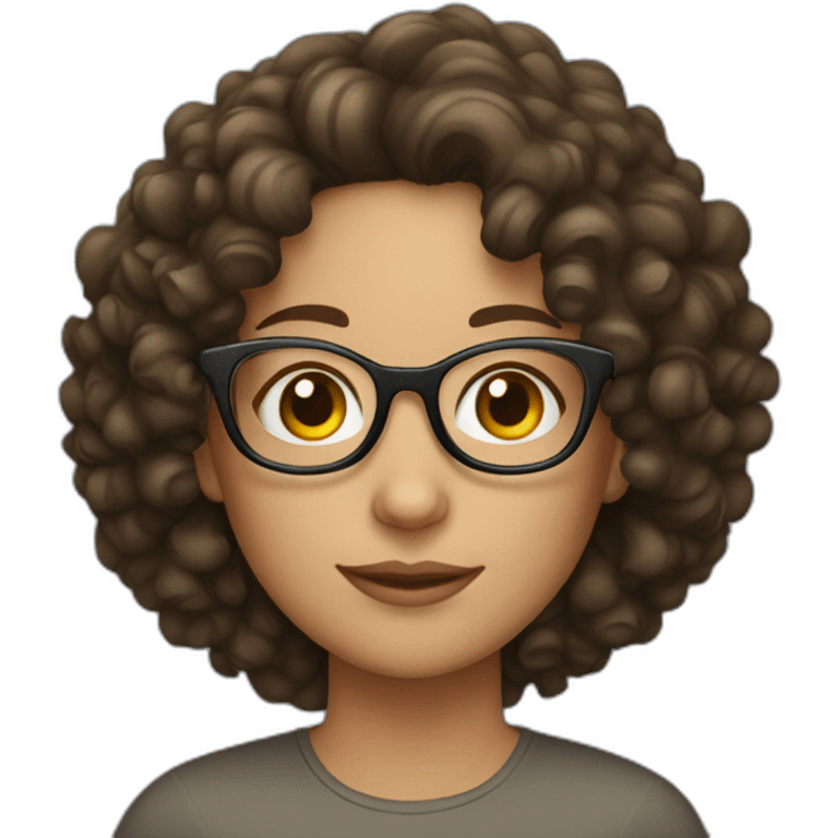 curly haired brunette woman with glasses emoji