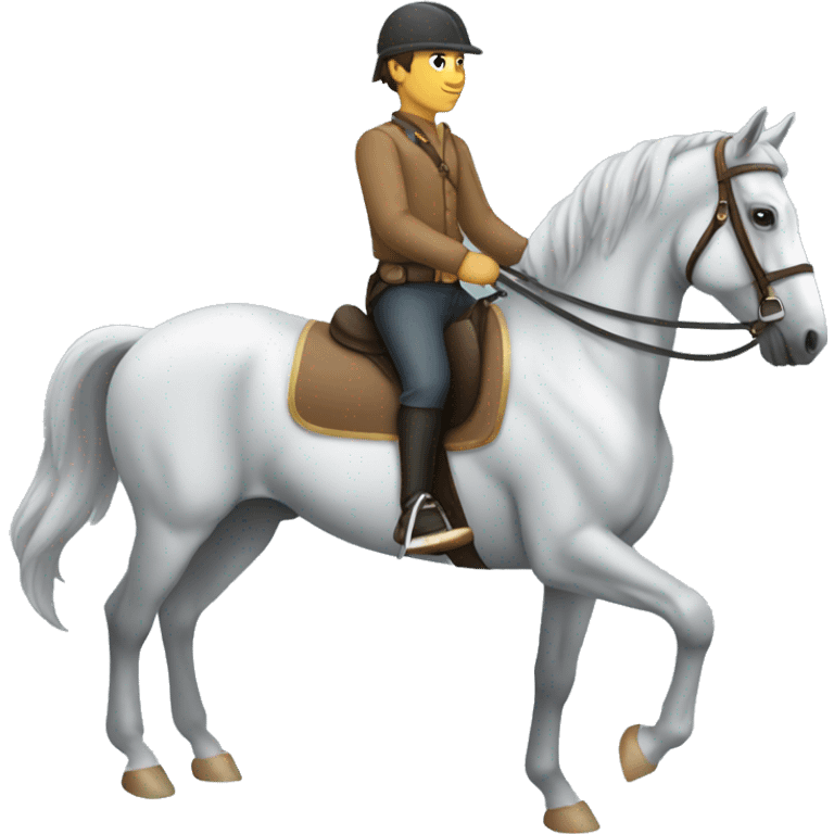 grey horse with tan skin rider emoji