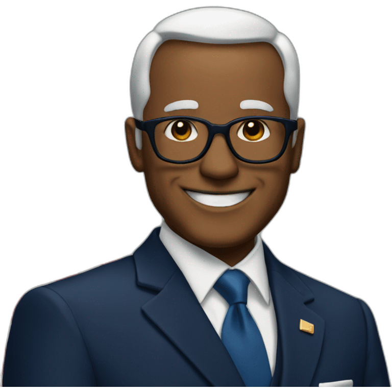 happy president in a navy blue suit emoji