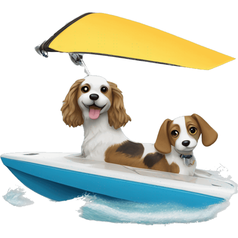 Wakesurf boat with dog emoji