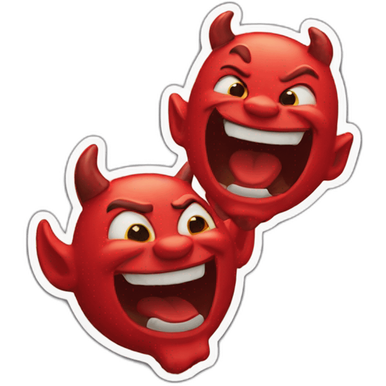 A combination of a laughing sticker and a devil sticker. emoji