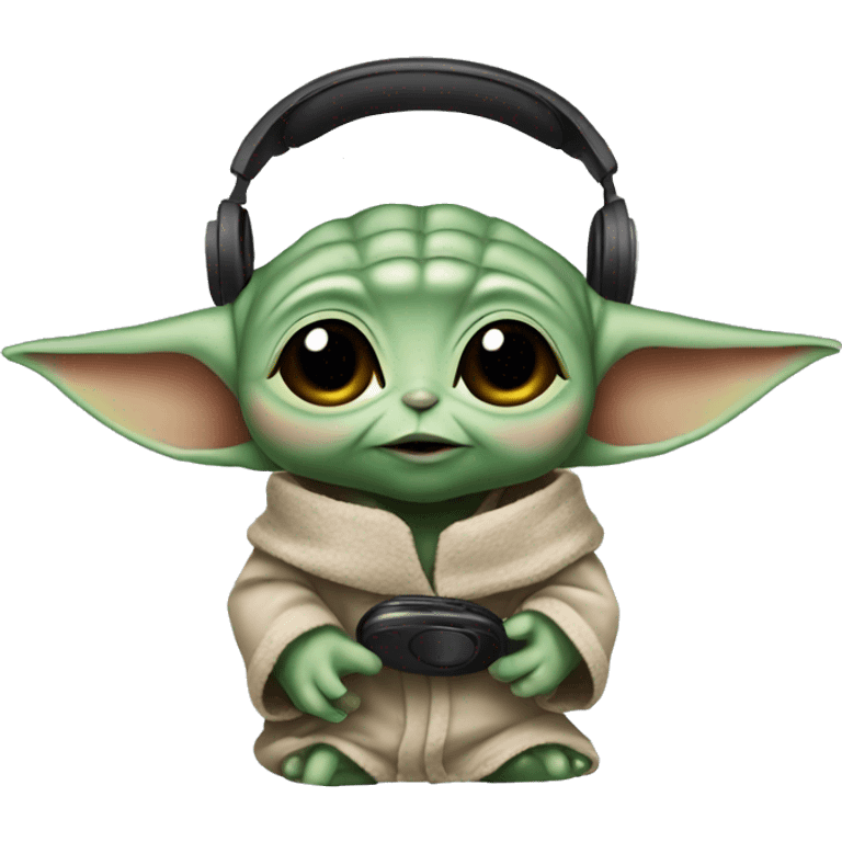 baby yoda with headphones emoji