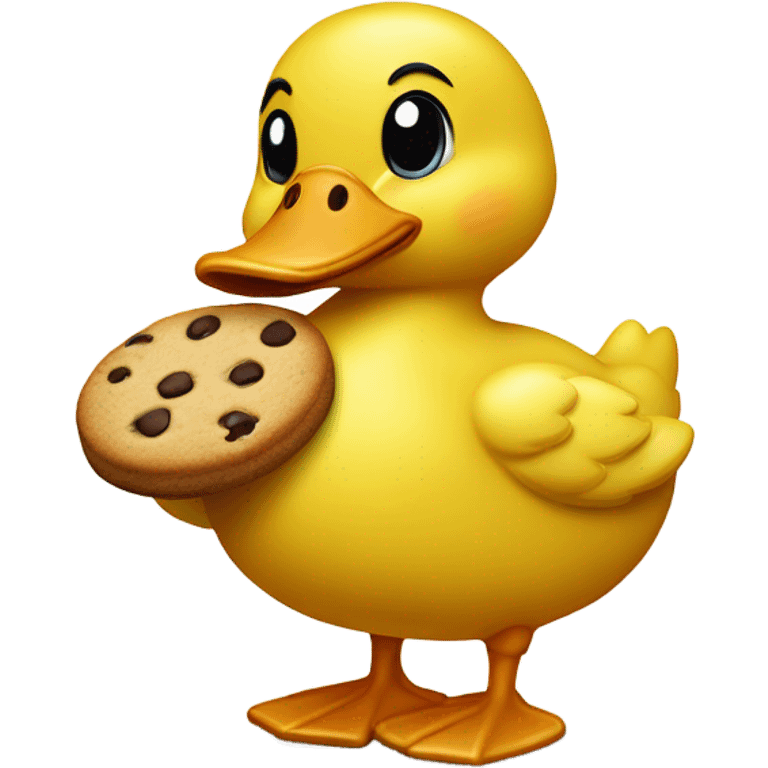 Yellow duck eating cookie emoji