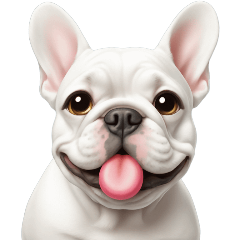 White Frenchie blowing kisses emoji